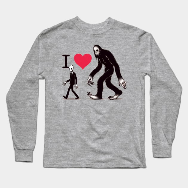 I Love Monsters, Cryptids, and Creepypasta Long Sleeve T-Shirt by TeeTrendz